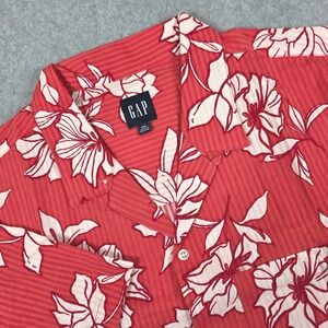GAP Hawaiian Floral Print Button-Up Shirt Men's XXL‎ Red Short Sleeve Tropical